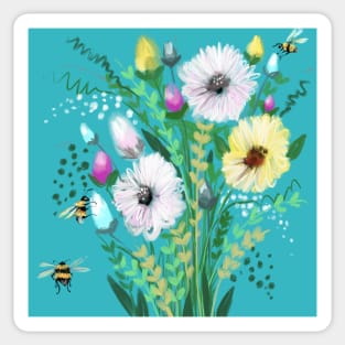 Turquoise flower Meadow Sticker